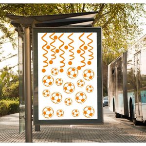 34 delige voetbal EK WK sticker set herbruikbaar serpentine, confetti & voetballen | Rosami Decoratiestickers