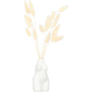 QUVIO Vaas - Lichaam - Vrouw - Vaasje - Bloemenvaas - Vaasjes - Vazen - Voor echte bloemen - Voor droogbloemen - Woondecoratie - Voor binnen - Keramiek - Wit - 6 x 6 x 13 cm