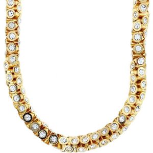 Behave Klassieke tonnetjes ketting goudkleur met kristal wit