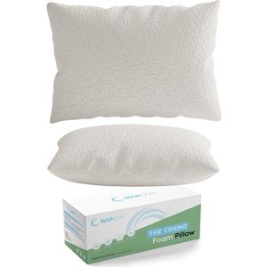 Napson® CosmoFoam - Hoofdkussen - Kussen met Zachte Memory Foam Vulling - Kussensloop Inclusief - Reistas - Slaapkussen voor rug-, zij- en buikslapers