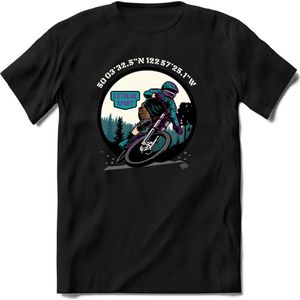 Coordinates | TSK Studio Mountainbike kleding Sport T-Shirt | Blauw - Paars | Heren / Dames | Perfect MTB Verjaardag Cadeau Shirt Maat XL