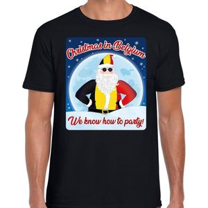 Fout Belgie Kerst t-shirt / shirt - Christmas in Belgium we know how to party - zwart voor heren - kerstkleding / kerst outfit XXL