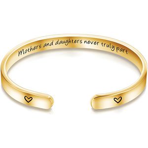 Marama - damesarmband mothers and daughters - stainless steel met gouden plating - bangle - cadeau mama - moeders en dochters - geschenk feestdagen