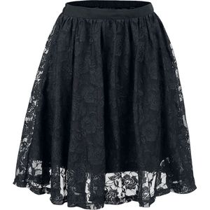 Gothicana Zwarte platenrok van kant Vrouwen - L