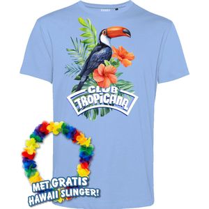 T-shirt Toekan Tropical | Toppers in Concert 2024 | Club Tropicana | Hawaii Shirt | Ibiza Kleding | Lichtblauw | maat XL