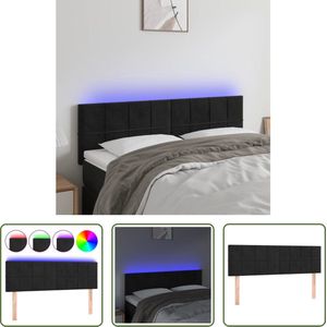 The Living Store Hoofdeind LED The Living Store - Zwart stof hoofdeind - 144 x 5 x 78/88 cm - LED-strip met lengte 55 cm - Verstelbare hoogte