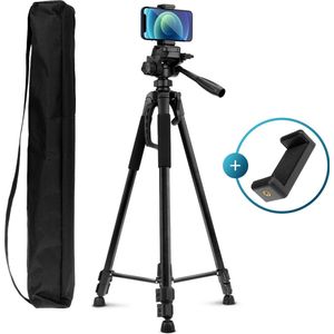 Camera statief – Statief telefoon en camera – XXL - Universeel en lichtgewicht - met Telefoonhouder - 160 cm