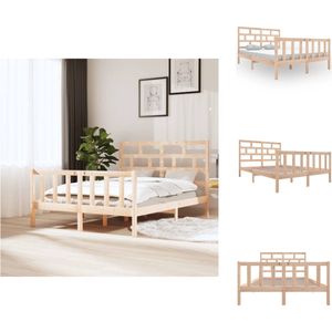 vidaXL Houten Bedframe - Bedframe - 140 x 200 cm - Ken- Rustiek design - Bed