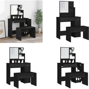 vidaXL Kaptafelset 86,5x35x136 cm zwart - Kaptafel - Kaptafels - Kap Tafel - Make-up Tafel
