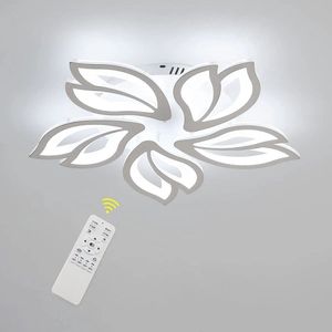 LuxiLamps - 5 Bloemen Plafondlamp - Wit - Woonkamerlamp - Moderne lamp - Plafonniere - Dimbaar Met Afstandsbediening - Kroonluchter