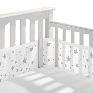 IL BAMBINI - Baby Bedomrander - Bedbumper - Hoofdbeschermer- omrander voor in ledikant - Set van 2 - 340x30cm & 160x30cm - Wit met sterren
