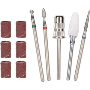 Nail Drill Set 5 Pieces Tungsten Steel - 3/32 Inch Grinding Head - Cuticle Drill for Nails Manicure - Professional Polishing Machine Tool - Pedicure .