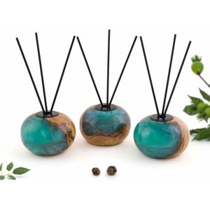 Ellipse Mini Epoxy 3 sets serie - Olijfhouten geurstokjes houder diffuser kamergeurverspreider inclusief geurstokjes