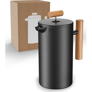 Thermo French Press Koffiezetapparaat van roestvrij staal, 1 liter, 5 kopjes, verkrijgbaar in 3 maten, dubbelwandig: houdt lang warm, koffiemaker