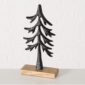 Decoratief Beeldje Baumelo - Kerstboom - Mangohout - 28 centimeter