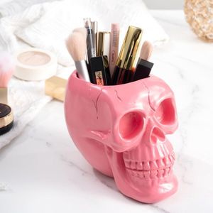 Boraboi® Stijlvolle Roze Schedelhouder voor Pennen, Sleutels en Make-up in Huis of Kantoor