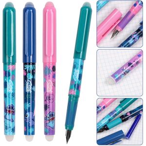 DISNEY Stitch Uitwisbare pen met gum, balpen, blauwe inkt, uitwisbaar, school