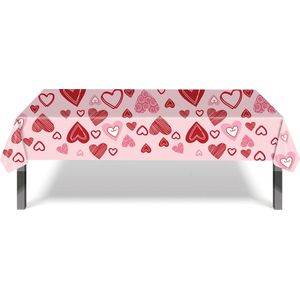 Valentijn Decoratie Tafelkleed Hartjes tafel Kleed Feest Versiering Roze Huwelijks Decoratie 137*274 cm - 1 Stuk