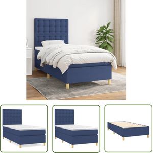 The Living Store Boxspring met matras stof blauw 80x200 cm - Boxspringbed - Pocketvering - Middelhard - Tweepersoonsbed - Blauwdruk