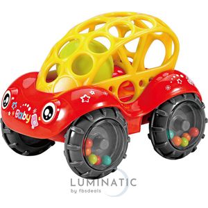 Speelgoed Auto - Oball - Speelgoedvoertuig - Baby Rammelaar - Baby Auto Rammelaar - Rammelaar - Ontwikkeling en Educatief Speelgoed - Speelgoed 3 Jaar - Kraamcadeau - Baby Speelgoed | Luminatic® | Rood
