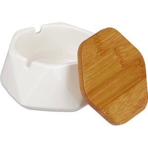 Relaxdays asbak met deksel - keramiek - binnen - buiten - 10,5 x 10,5 cm - klein - tuin