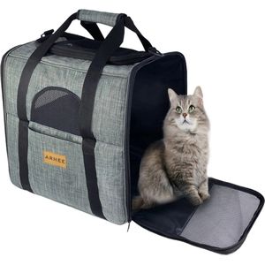 Reistas Kat | Draagtas Kat/Hond | Reistas Hond | Reismand Kat | Transporttas Kat | Draagtas Ademend Voor Kleine Honden En Katten | （43 * 30 * 36 cm）| Grijs-Zwart