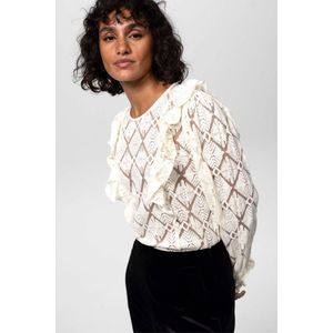 Sissy-Boy - Witte ruffle blouse met mesh en kant