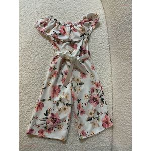 Calla Lily - Floral Print - Jumpsuit - Wit - maat - 118