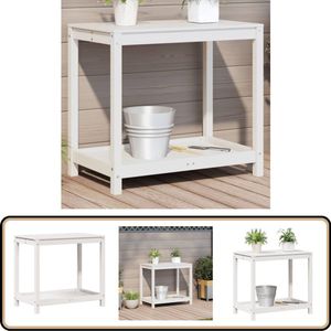 vidaXL Oppottafel - Grenenhout - 82,5x50x75 cm - Wit Oppottafel - Tuin Tafel - Plantentafel - Buiten Tafel - Grenenhouten Tafel