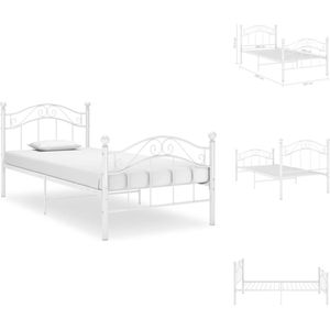 vidaXL Bedframe - Eenpersoons bed - Metaal - 209 x 107 x 92.5 cm - Wit - Bed