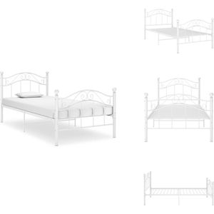 vidaXL Bedframe - Bedframes - Eenpersoonsbed - Eenpersoonsbedden - Bedframe metaal wit 100x200 cm