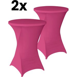 Statafelrok Roze 2x – Extra dik & Sterk - ∅80-85 x 110 cm – Tafelhoezen voor Statafel – Partytafel Tafelrok – Stretch 2 stuks Statafelhoes - Sta Tafel Hoes - Staantafelhoes – Trouwerij - Rebuust en weerbestendig – Cocktailparty