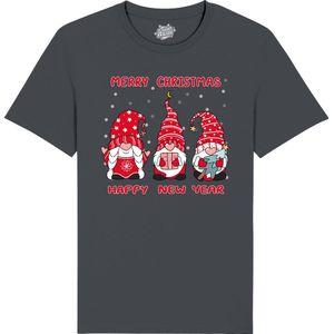 Christmas Gnomies - Foute kersttrui kerstcadeau - Dames / Heren / Unisex Kleding - Grappige Kerst Outfit - T-Shirt - Unisex - Mouse Grijs - Maat 4XL