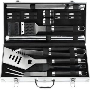 21PCS Grillbestek Gift Set voor mannen vrouwen - Roestvrij staal Grillbestek-Set met BBQ Grill Matten - Outdoor Barbecue Grillgereedschap Set met Opbergkoffer voor Camping Set voor Papa Mannen