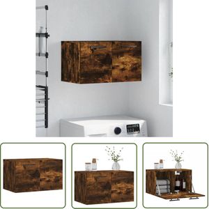 The Living Store Wandkast 60x36,5x35 cm bewerkt hout gerookt eikenkleurig - Zwevende Wandkast - Houten Kast - Bruine Kast - Bergruimte - Opbergkast