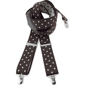 We Love Ties - Bretels - 100% made in NL, bruin met witte polkadots - bruin / wit