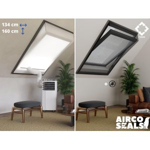 Raamafdichtingskit Mobiele Airco - Met Hor – 134 x 160 cm Velux UK10 | Fakro/Optilight FN - Airco Slang Afsluiten - Velux Tuimelvenster Oplossing - Dakraam Afdichting