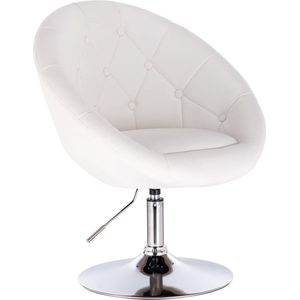 1 Barkruk hoogte verstelbaar Barstoel in Kunstleer, fauteuil draaibaar comfortabel,Wit BH77ws