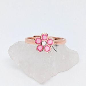 Luminora S925 Cherry Blossom Ring - Fidget Ring Zilver 925 - Anxiety Ring - Stress Ring - Anti Stress Ring - Spinner Ring - Spinning Ring - Draai Ring - Ring Rosé Goud Dames - Rosé Gouden Ring - Wellness Sieraden