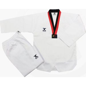 JC Club Taekwondo-pak Poom | WT | Wit / Zwart / rood | band Wit (Maat: 130)