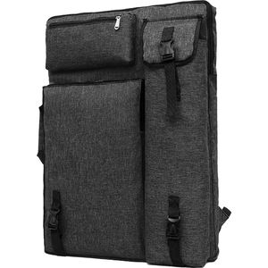 Tekenbord rugzak 66 cm x 48 cm (DIN A2) 4K kunstenaar draagtas multifunctionele tekenplaat tas beginners kunst tas gemaakt van waterdicht duurzaam nylon, zwart