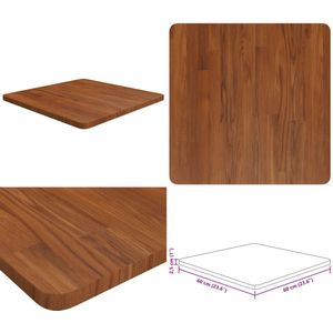 vidaXL Tafelblad vierkant 60x60x2,5cm behandeld eiken donkerbruin - Tafelblad - Tafel - Houten Tafelblad - Tafels