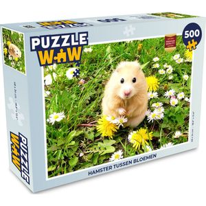Puzzel Hamster tussen bloemen - Legpuzzel - Puzzel 500 stukjes
