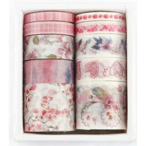 Roze Vakantie Washi Tape Pakket Doos | Verschillende Washi Tapes | Hartjes Patronen Harten Bloemen Planten Bloesem Washi Tape | Masking Tape | Decoratietape | Markeringstape | Bullet Journal | Journalling | Journal | Plakboeken | Inpakken | Versieren