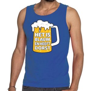 Het is blauw en heeft dorst tanktop / mouwloos shirt blauw heren - tekst shirt voor heren L