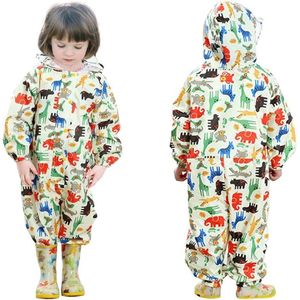 Allecto Plus - Herbruikbaar waterdicht kinderpak met capuchon - Geel - Voor feestjes, fietsen, wandelen en reizen - One size