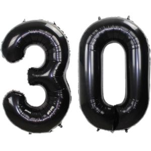 Folie Ballon Cijfer 30 Jaar Zwart 36Cm Verjaardag Folieballon Met Rietje