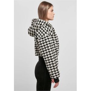 Urban Classics - Short Oversized AOP Sherpa Jacket - S - Zwart/Wit