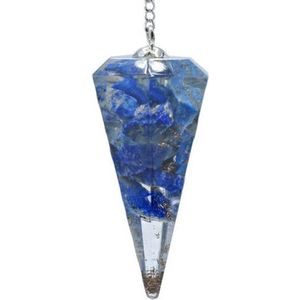 Yogi & Yogini - Orgoniet Pendel - Lapis Lazuli - Facet geslepen met spitse punt - Mineraal - 4cm - in luxe geschenkverpakking