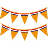 Bellatio Deocrations - Oranje Holland vlaggenlijn met Nederlandse vlag 10 meter - Oranje versiering slinger WK/ EK/ Koningsdag